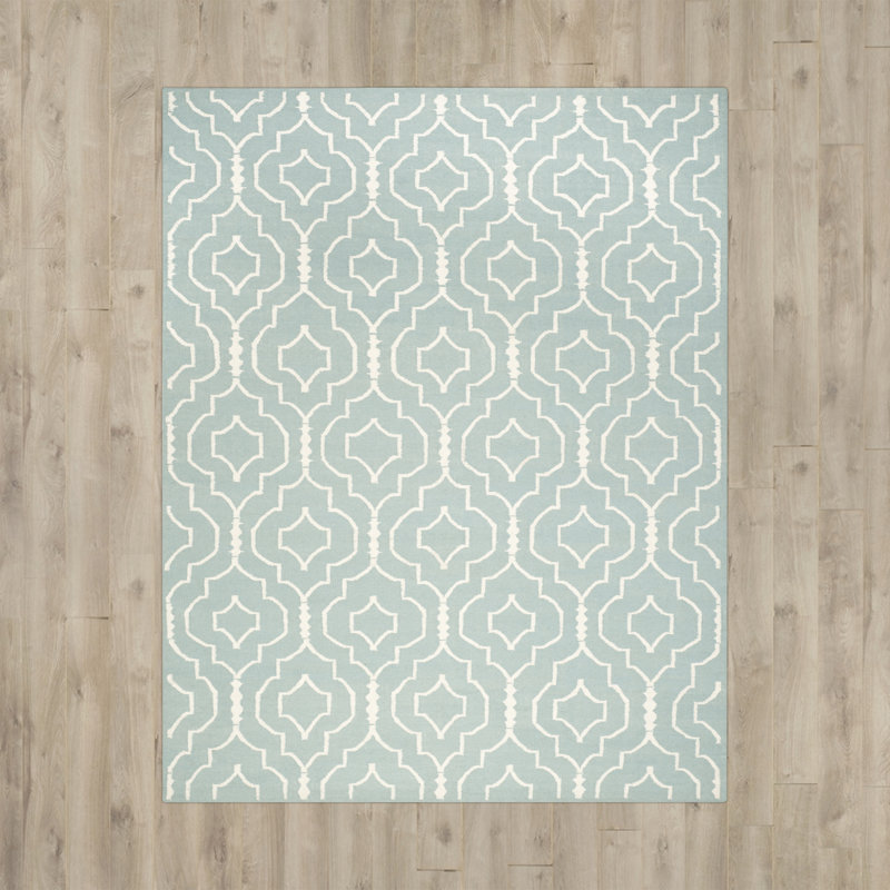 Beachcrest Home Masaryktown HandWoven Wool Light Blue/Ivory Area Rug